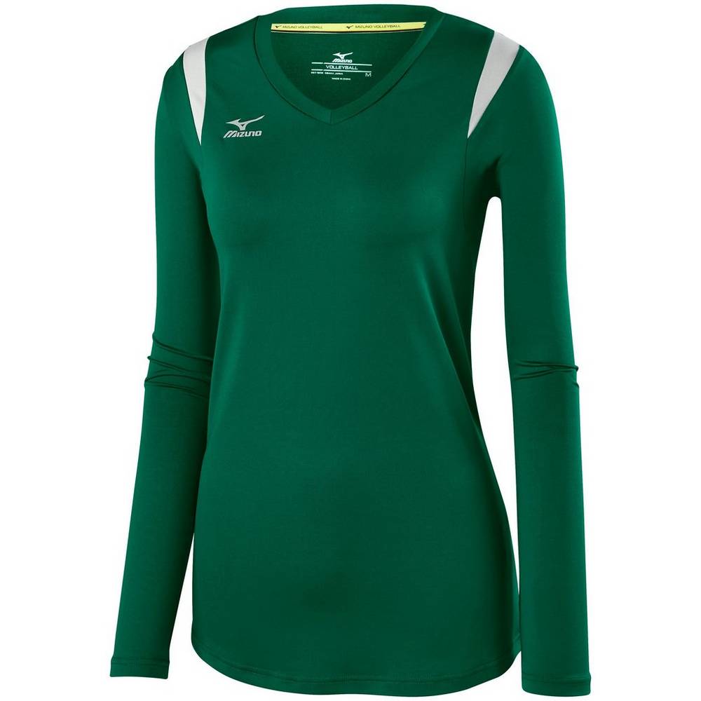 Jerseys Mizuno Balboa 5.0 Long Sleeve Mujer Verde/Plateadas Comprar CKHN-95741